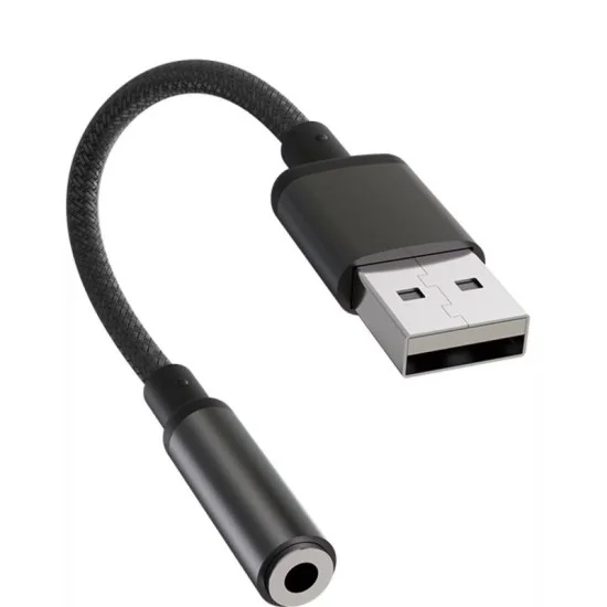 Porodo 3.5Mm To Usb A Audio Cable - Durable 10Cm Cable - Black